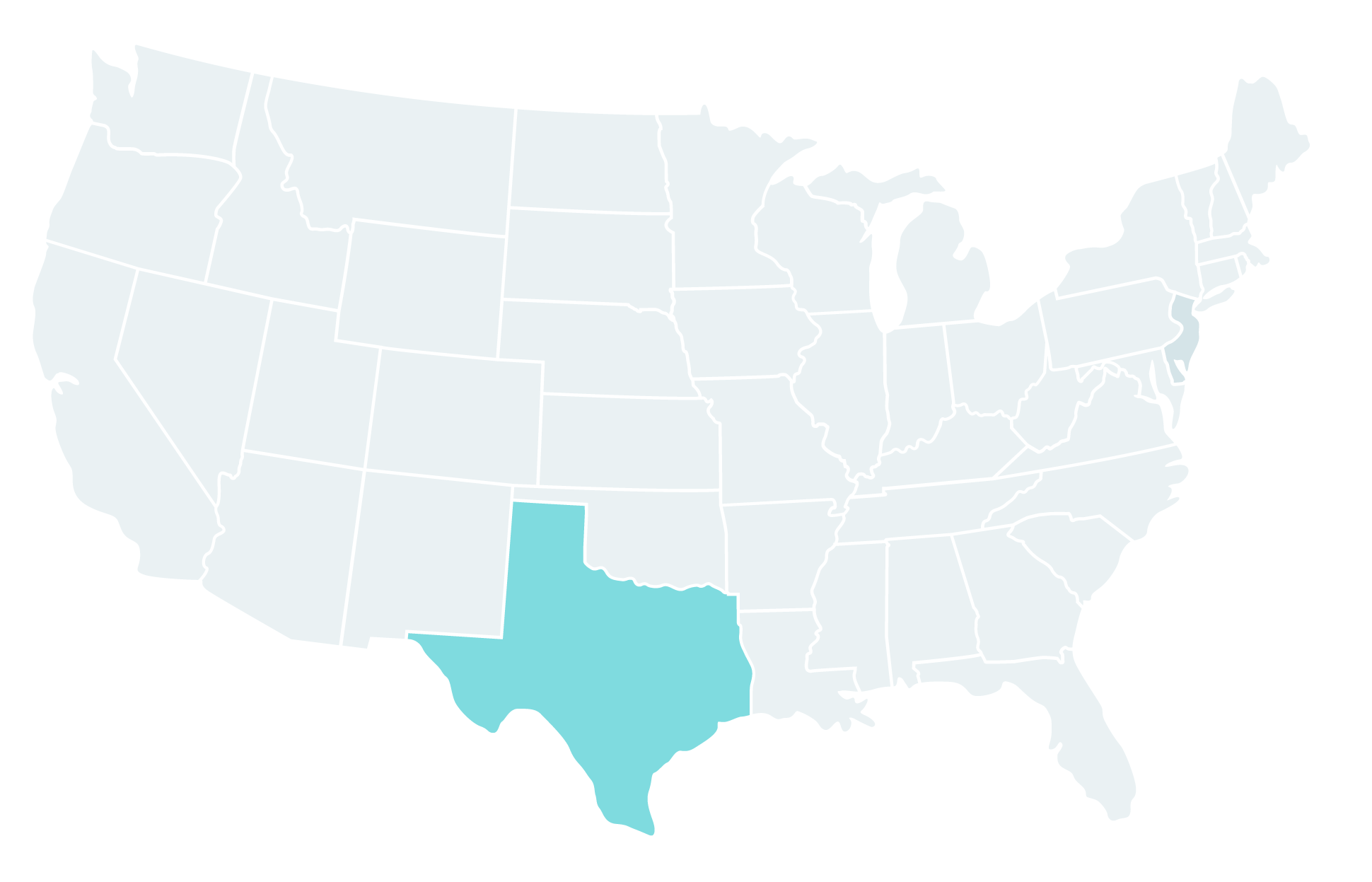 graphic of the united states with Texas highlighted